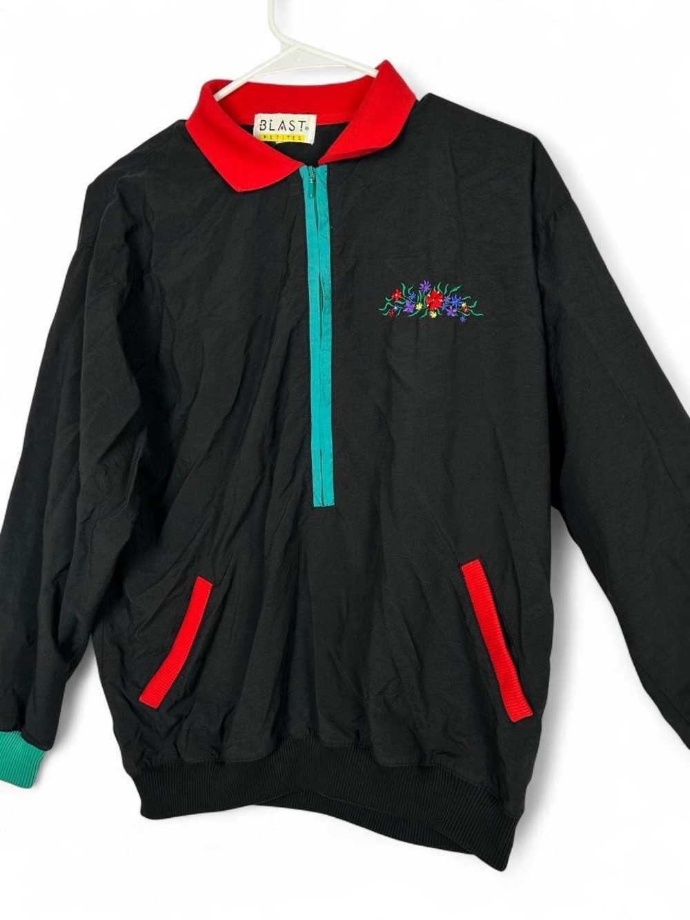 90s Blast Petites Floral Black & Red Windbreaker Jacket